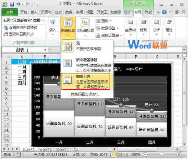 Excel2010图表制作：线柱盈利分析图