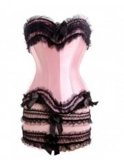 Pink Corset Dress With Black Lace