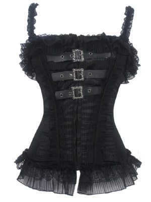 Black Classical Stripe Outwear Corset Top