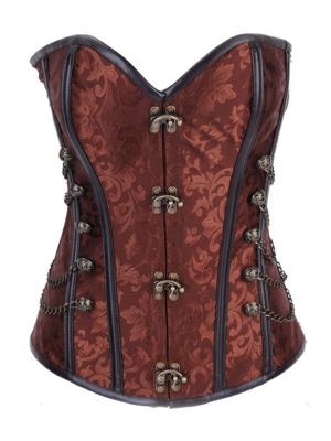 Coffee Color Steampunk Style Overbust Corset
