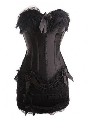 Black Women Corset Dress Set