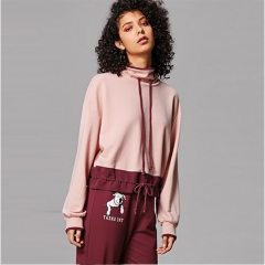 2018 Drawstring Neck And Hem Two Tone Sweatshirt