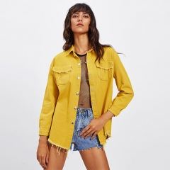 Curved Hem Denim Jacket