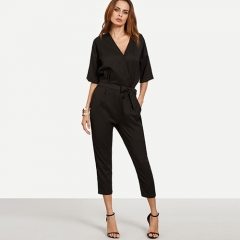 Surplice Front Self Tie Jumpsuit
